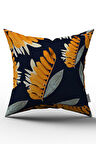 Çift Taraflı Lacivert Turuncu Tropikal Kırlent Yastık Kılıfı - CGH052-CT