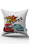Çift Taraflı Kırmızı Mavi Yarış Arabalı Dijital Baskılı Çocuk Kırlent Yastık Kılıfı - CHCCK05-CT