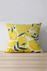 Beyaz Sarı Limon Desenli Dijital Baskılı Kırlent Kılıfı  - OYTYK931