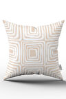 Krem Beyaz Bohem İskandinav Geometrik Desenli Dijital Baskılı Kırlent Kılıfı CGH1213