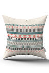 Çift Taraflı Krem Turuncu Etnik Kilim Desenli Dijital Baskılı Kırlent Kılıfı CGH1108