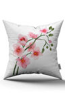 Pembe Çiçek Desenli Dijital Baskılı Kırlent Kılıfı CGH1277