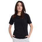Mine Kadın Siyah Günlük Stil T-Shirt 25YK018-SYH