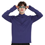 Boone Half-Zip Erkek Mavi Koşu T-Shirt 25KE1015-MVI