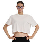 Sedona Cropped Kadın Beyaz Günlük Stil T-Shirt 25KK1034-KBYZ