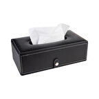2K Suni Deri Peçetelik Mendil Kutusu 13*24*6 cm. Siyah