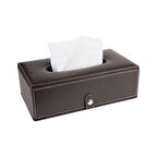 2K Suni Deri Peçetelik Mendil Kutusu 13*24*6 cm. Kahverengi