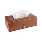2K Suni Deri Peçetelik Mendil Kutusu 13*24*6 cm. Taba