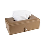 2K Suni Deri Peçetelik Mendil Kutusu 13*24*6 cm. Vizon