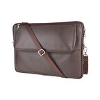 2K S.Deri Laptop Çantası,Tablet Çantası,14'' inç,Vegan,Omuz ve Valiz Askılı,Aksesuar ve Evrak Cepli,25.5*36*2 cm.,Kahverengi