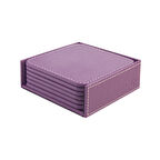 Bardak Altlığı,6’lı Set,Masaüstü Kare Cup Coaster,Vegan Suni Deri,11x11 cm.,Lila