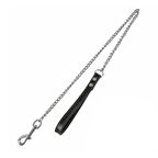 Zampa Siyah Deri Saplı Köpek Gezdirme Zinciri 3 mm x 120 cm