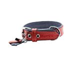 Zampa Yumuşak Dokulu Gerçek Deri Flatiron Köpek Boyun Tasması 3x54 cm cm, K