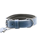 Zampa Yumuşak Dokulu Gerçek Deri Tribeca Köpek Boyun Tasması Lacivert 3x63 Cm