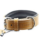 Zampa Yumuşak Dokulu Gerçek Deri Tribeca Köpek Boyun Tasması Taba 4x72 Cm