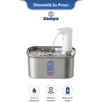 Zampa Zampa Kedi ve Köpekler İçin Kare Sensörlü Bataryalı Çelik Otomatik Su Pınarı 2.8 Litre