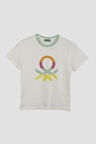 Kız Çocuk Bnt Renkli Logo T-Shirt - Beyaz | 7-8