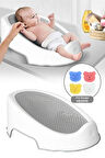 Soft Bebek Küveti – Silikon Fileli Bebek Yıkama Banyo Küveti, Bebek Banyo Oturağı 4 Sünger Hediyeli