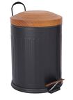 Foreca Ahşap Vintage Çöp Kovası Çizgili Siyah 12 Lt