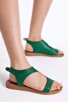 Tonny Black Kadın Çimen Yeşili Rahat Kalıp Tek Bantlı Sandalet