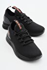 Tonny Black Unisex Siyah Nefes Alabilen Kumaş Poli Taban Bağcıklı Spor Ayakkabı
