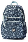 Çok Cepli Su Geçirmez Krınkıl Kumaş Günlük ve Okul Sırt Çantası MYP8605 Lacivert/Gri