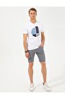 Beyaz Slim Fit Bisiklet Yaka T-shirt