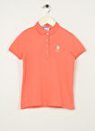 U.S. Polo Assn. Somon Kız Çocuk Polo Yaka Kısa Kollu Düz Polo T-Shirt TP01-IY023