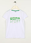 U.S. Polo Assn. Beyaz Erkek Çocuk Bisiklet Yaka Kısa Kollu Baskılı T-Shirt LARENKIDS