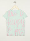 U.S. Polo Assn. Yeşil Kız Çocuk Bisiklet Yaka Kısa Kollu Regular Fit Baskılı T-Shirt PARS