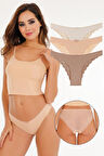 Kadın Lazer Kesim Brazilian Model Dantel Detaylı 3'lü Külot Set - Kts3106