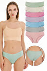Kadın Fitilli Bato Model 7'li Külot Set Karışık Renkler Kts3021