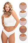 Kadın Çapraz Bel Lazer Kesim 5 li Slip  KTS4030