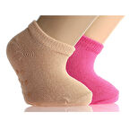 HelloBaby Düz Babet 2li Kaydırmaz Çorap Kız Bebek