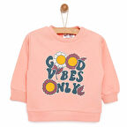 HelloBaby Kız Bebek Basic Sweatshirt Çiçek Desenli Uzun Kol Pembe