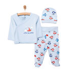HelloBaby Yenidoğan Zıbın-Şapka-Patikli Alt Erkek Bebek