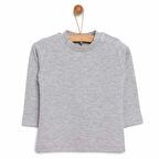 HelloBaby Unisex Basic Tişört İnterlok Çıtçıtlı Bisiklet Yaka Uzun Kol Ekru