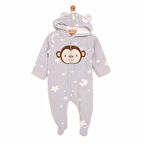 HelloBaby Yenidoğan Polar Kapüşonlu Patikli Tulum Erkek Bebek