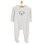 HelloBaby Yenidoğan Nakışlı Kadife Patikli Tulum Erkek Bebek