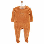 HelloBaby Yenidoğan Unisex Nakışlı Kadife Patikli Tulum Unisex