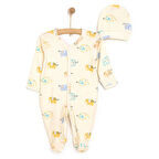 HelloBaby Yenidoğan Fil Baskılı Erkek Tulum-Şapka Erkek Bebek