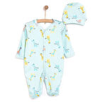 HelloBaby Yenidoğan Zürafa Baskılı Kız Tulum-Şapka Kız Bebek