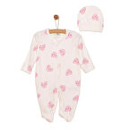 HelloBaby Yenidoğan Kalp Baskılı Kız Tulum-Şapka Kız Bebek