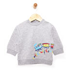 HelloBaby Erkek Bebek Basic Sweatshirt Çıtçıtlı Bisiklet Yaka Uzun Kol Gri Melanj