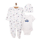 HelloBaby Erkek Tulum-Body-Şapka Erkek Bebek