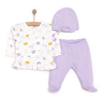 HelloBaby Kız Zıbın-Şapka-Patikli Alt Kız Bebek