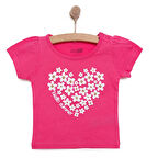 HelloBaby Basic Kız Kalp Papatya Baskılı T-Shirt Kız Bebek