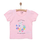 HelloBaby Basic Kız Kaktüs Kedi Baskılı T-Shirt Kız Bebek