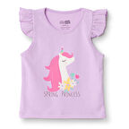 HelloBaby Kız Bebek Basic Tişört Bisiklet Yaka Atlet Kol Koyu Pembe