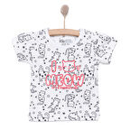 HelloBaby Basic Kız Meow Desenli T-Shirt Kız Bebek
